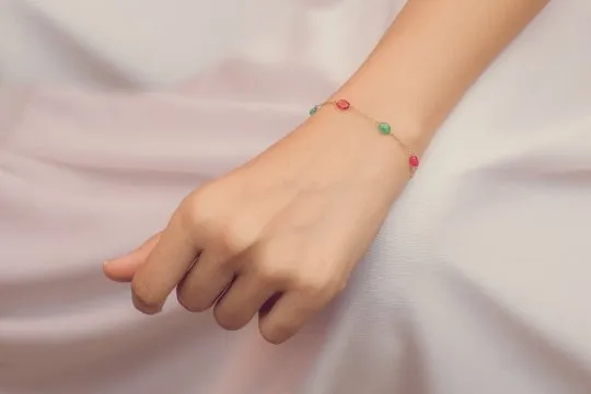 18K Ruby and Emerald Gemstone Bracelet