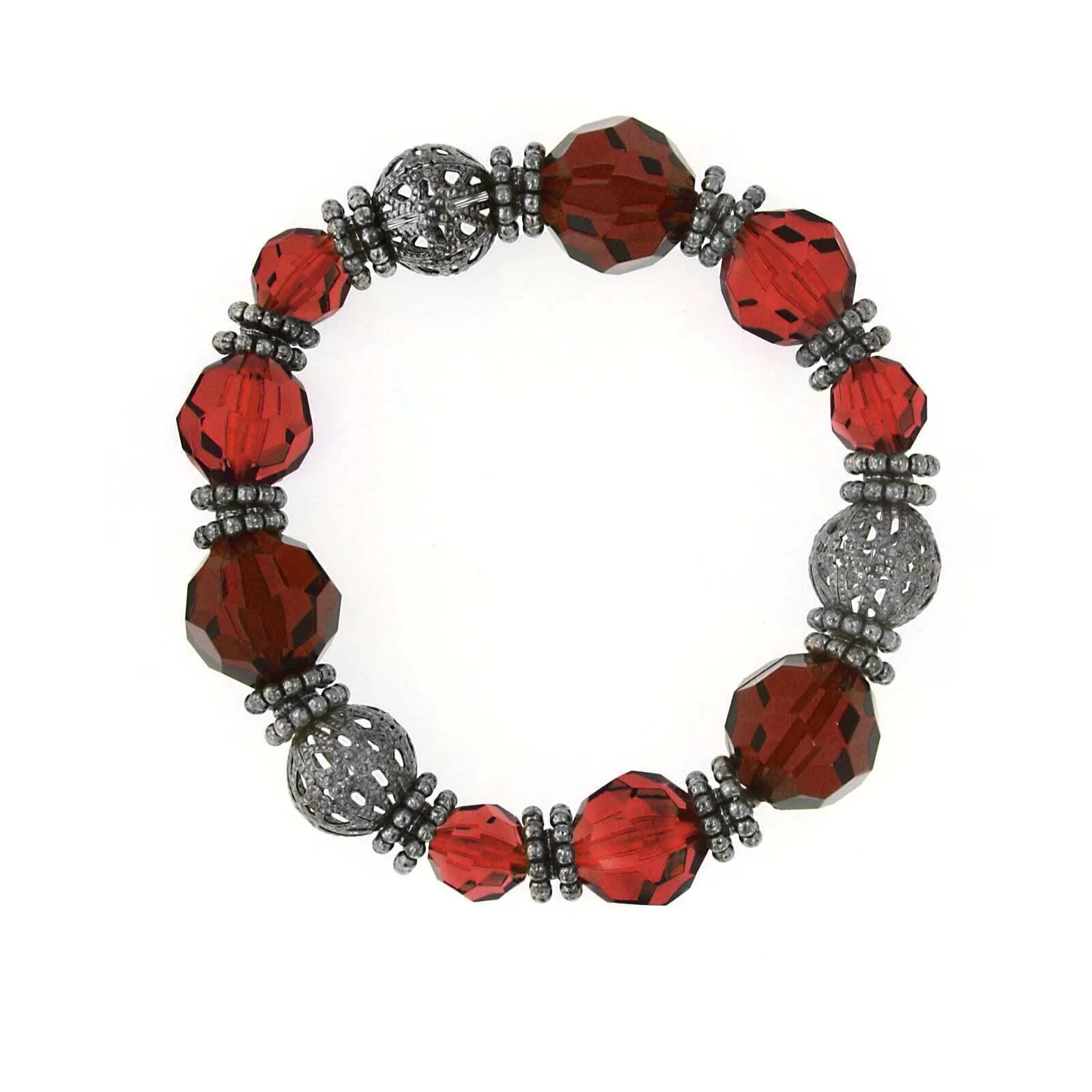 1928 Jewelry Red Bead Stretch Bracelet