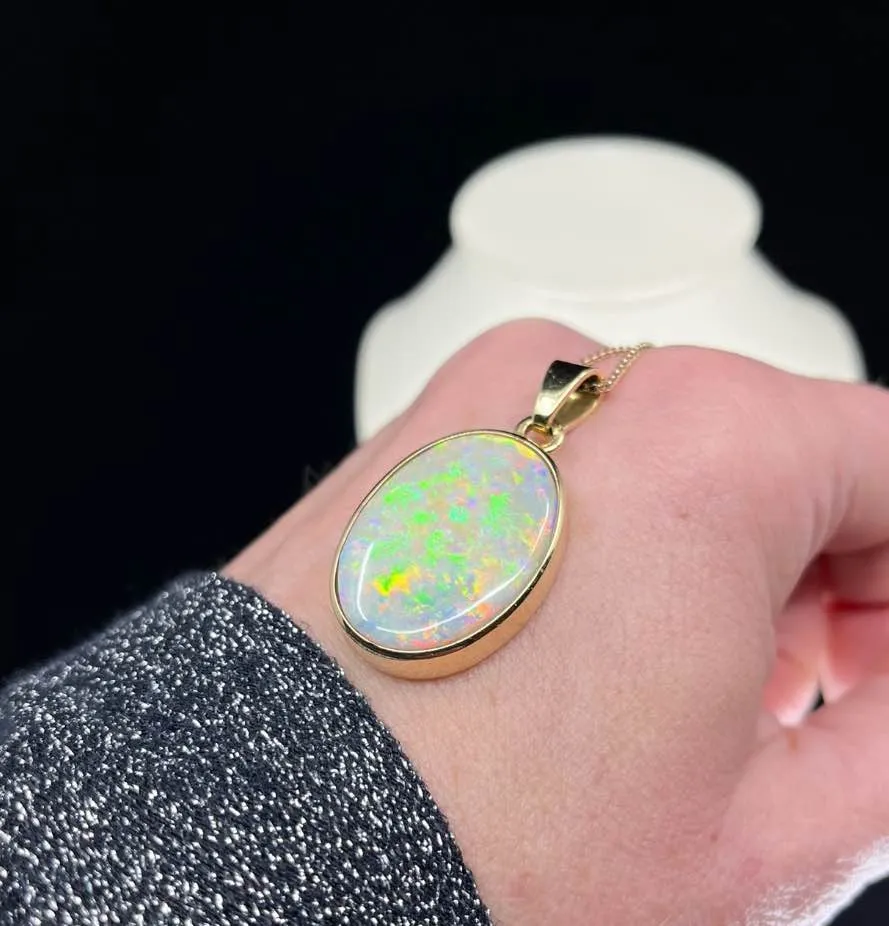 1940s Solid Opal Lightning Ridge Pendant