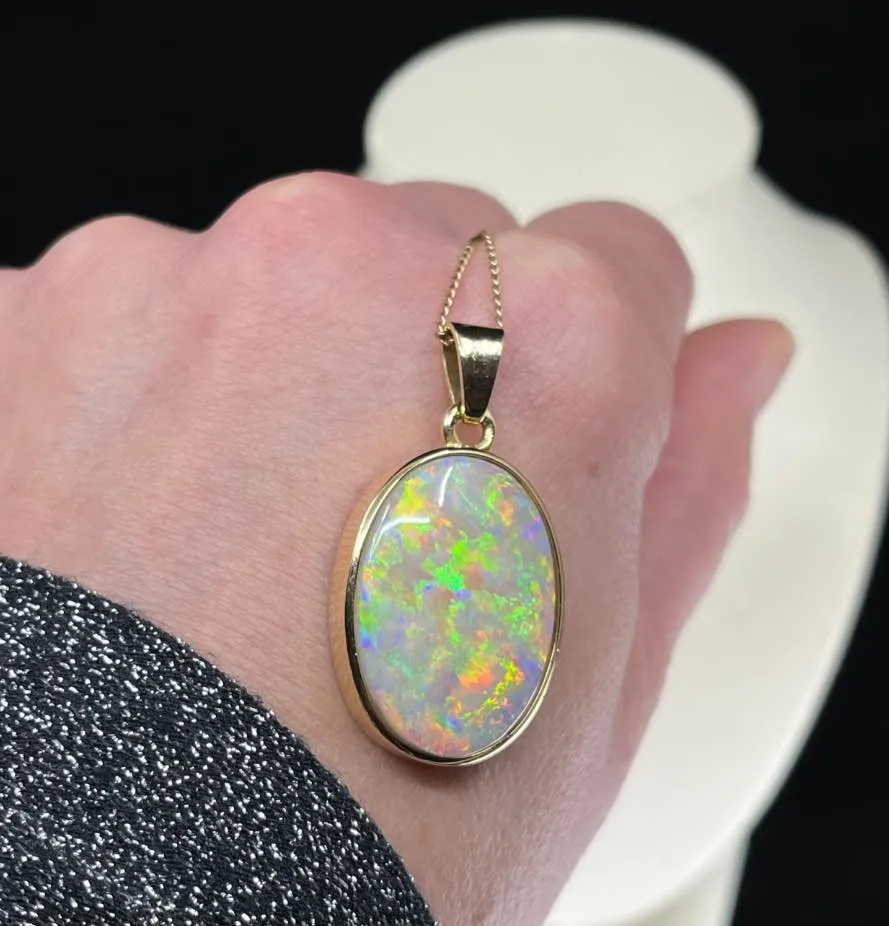 1940s Solid Opal Lightning Ridge Pendant