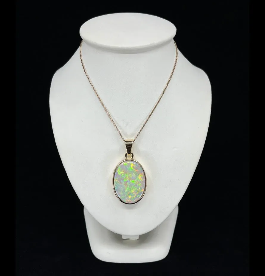 1940s Solid Opal Lightning Ridge Pendant