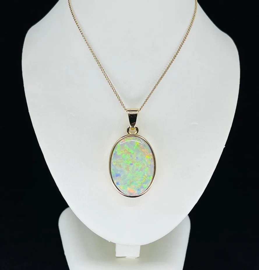 1940s Solid Opal Lightning Ridge Pendant