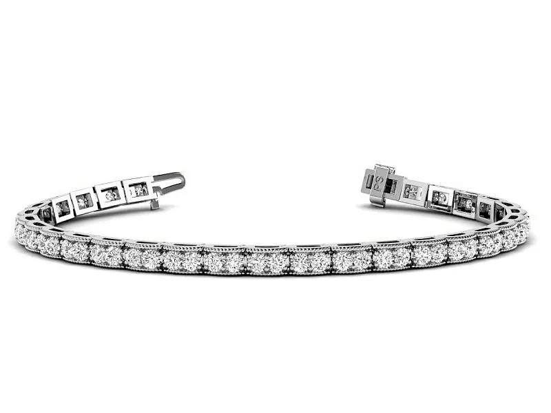 2.00-4.50 CT Round Cut Lab Grown Diamonds - Diamond Bracelet