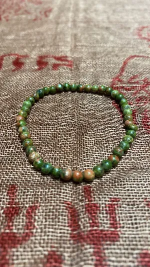 4MM Unakite Bead Stretchy Cord Bracelet