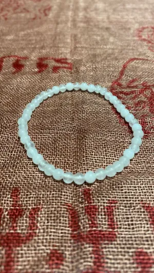 4MM White Agate Bead Stretchy Cord Bracelet