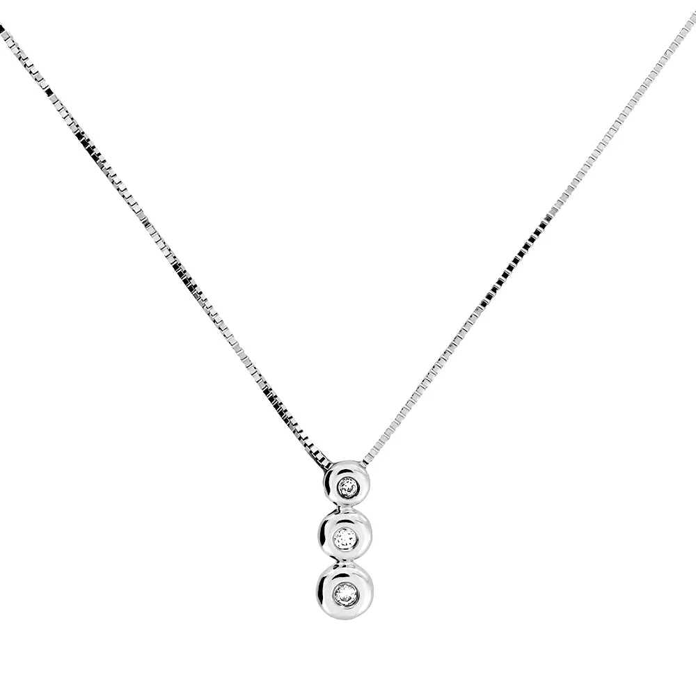 9 Carat White Gold Triple Diamond Pendant