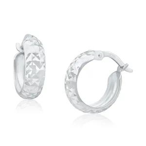 9ct Elegant White Gold Hoop Earrings