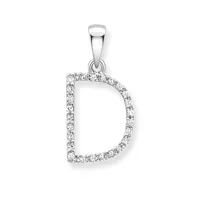 9ct white gold diamond initial pendants A-Z