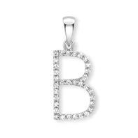 9ct white gold diamond initial pendants A-Z