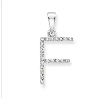 9ct white gold diamond initial pendants A-Z