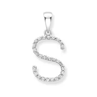 9ct white gold diamond initial pendants A-Z