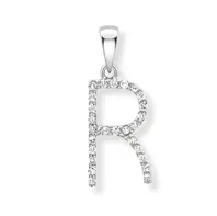 9ct white gold diamond initial pendants A-Z