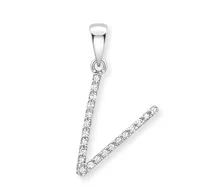 9ct white gold diamond initial pendants A-Z