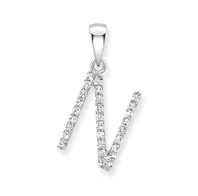 9ct white gold diamond initial pendants A-Z