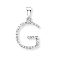 9ct white gold diamond initial pendants A-Z