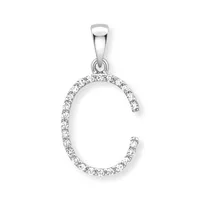 9ct white gold diamond initial pendants A-Z