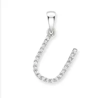 9ct white gold diamond initial pendants A-Z