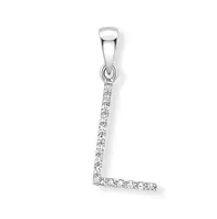 9ct white gold diamond initial pendants A-Z