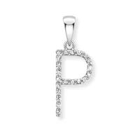 9ct white gold diamond initial pendants A-Z