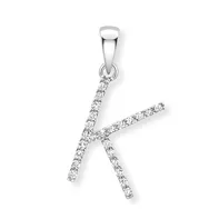 9ct white gold diamond initial pendants A-Z