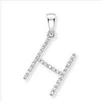 9ct white gold diamond initial pendants A-Z