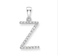 9ct white gold diamond initial pendants A-Z