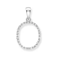 9ct white gold diamond initial pendants A-Z