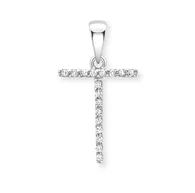 9ct white gold diamond initial pendants A-Z