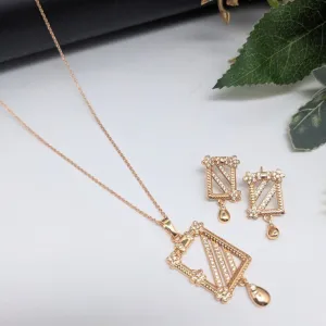 Aamrapali Rose Gold Plated AD Pendant Set