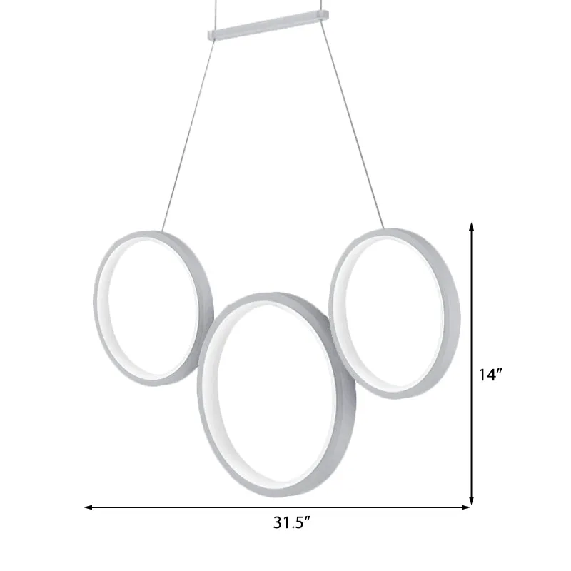 Acrylic Multi Rings Chandelier - Simple Style, 3/5 Lights, White/Coffee - Ideal Kitchen Hanging Light Fixture