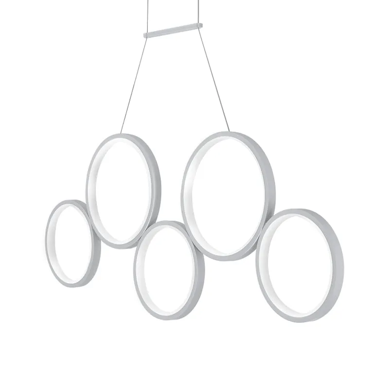 Acrylic Multi Rings Chandelier - Simple Style, 3/5 Lights, White/Coffee - Ideal Kitchen Hanging Light Fixture