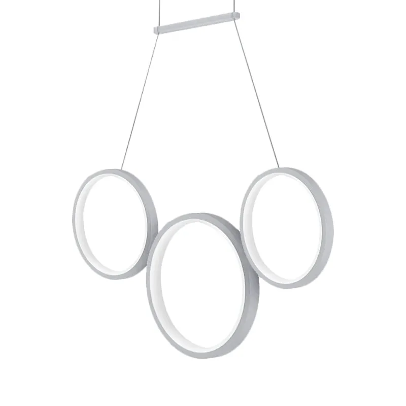 Acrylic Multi Rings Chandelier - Simple Style, 3/5 Lights, White/Coffee - Ideal Kitchen Hanging Light Fixture