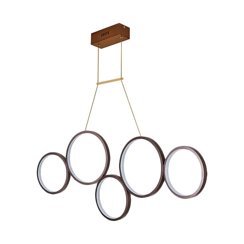 Acrylic Multi Rings Chandelier - Simple Style, 3/5 Lights, White/Coffee - Ideal Kitchen Hanging Light Fixture