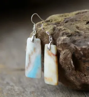 Amazonite Drop Earrings - Bohemian Style | Stress Relief & Balance