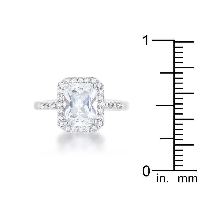 Ariana 2.95ct CZ Rhodium Classic Ring