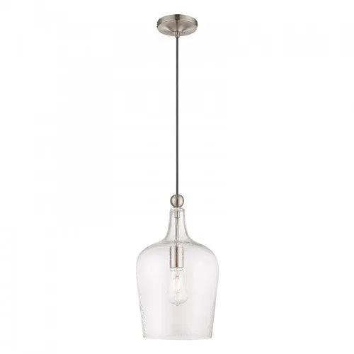 ART GLASS 1 LIGHT MINI PENDANT, BRUSHED NICKEL