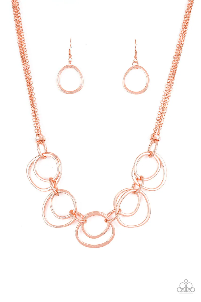 Asymmetrical Adornment Copper Paparazzi Necklace