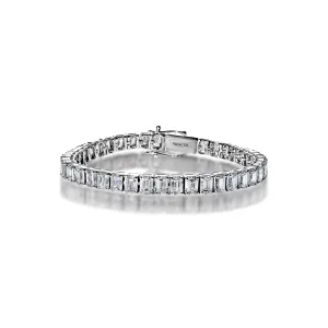 Aubrey 16 Carat Emerald Cut Single Row Diamond Tennis Bracelet in 14k White Gold