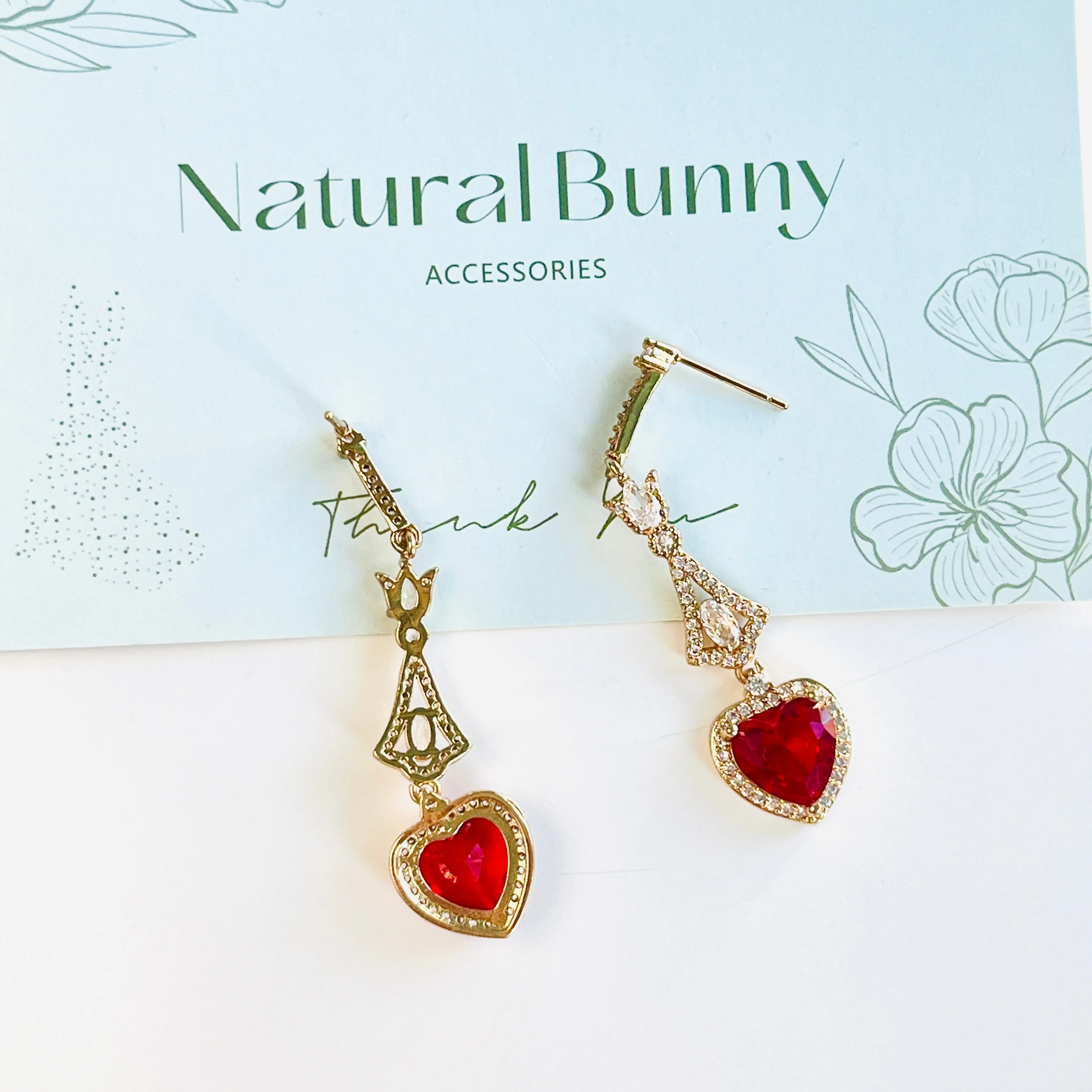 Austrian Dance Red Heart Dangle Earrings