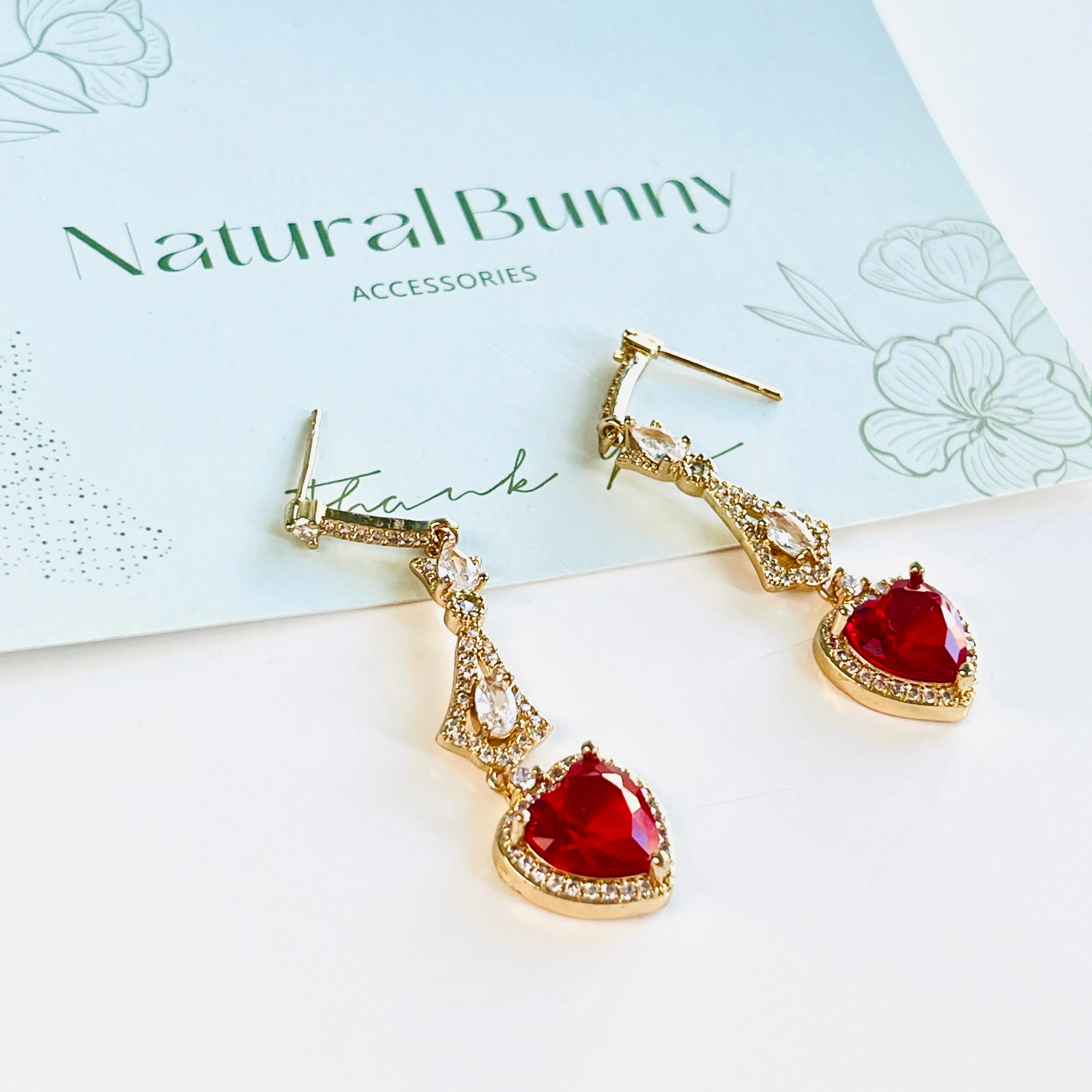 Austrian Dance Red Heart Dangle Earrings