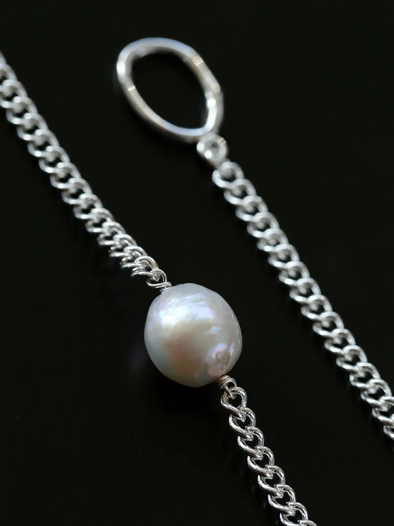 Baroque Pearl Pendant Chain Silver Necklace