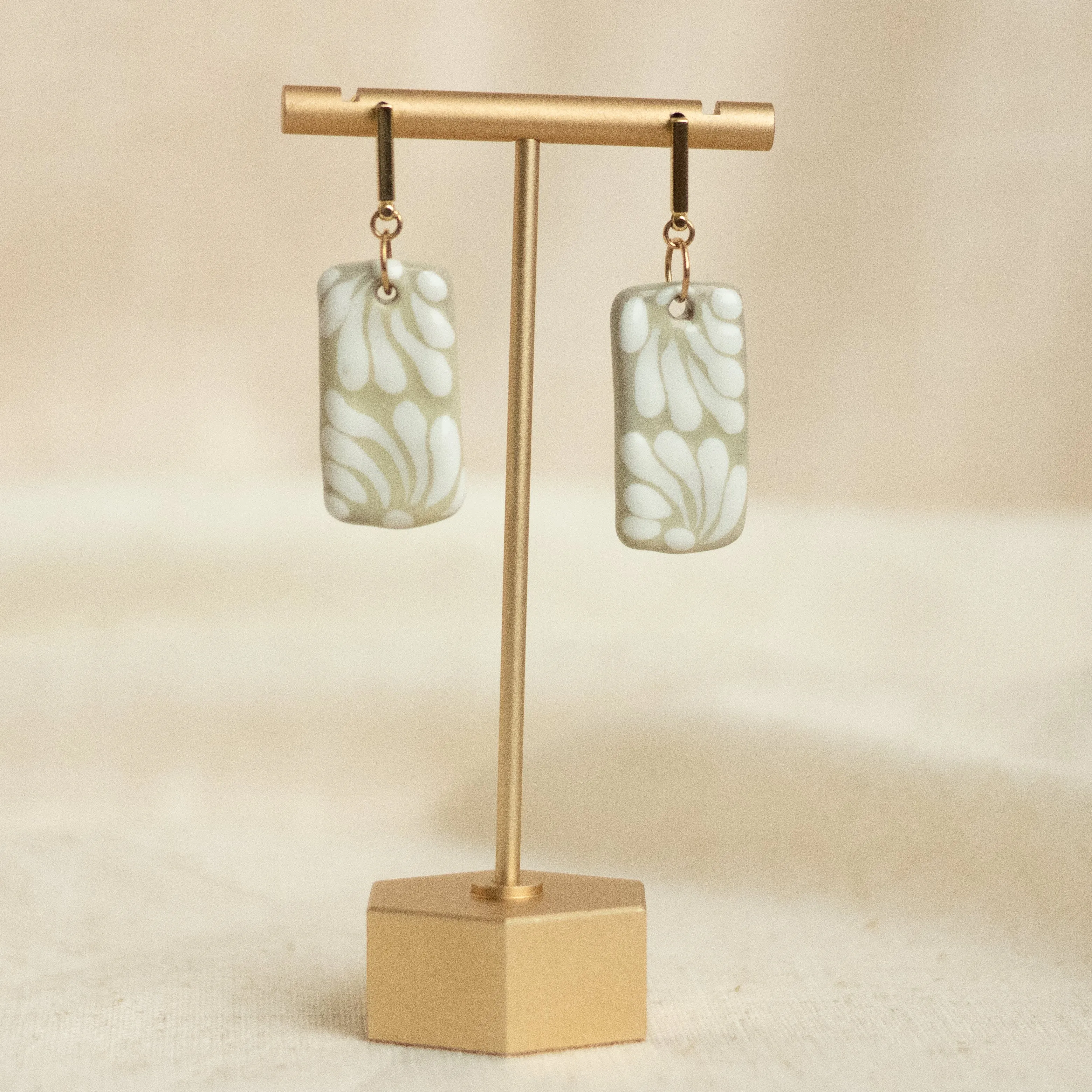 Beatriz Grey Earrings - 14K Gold Plated Talavera