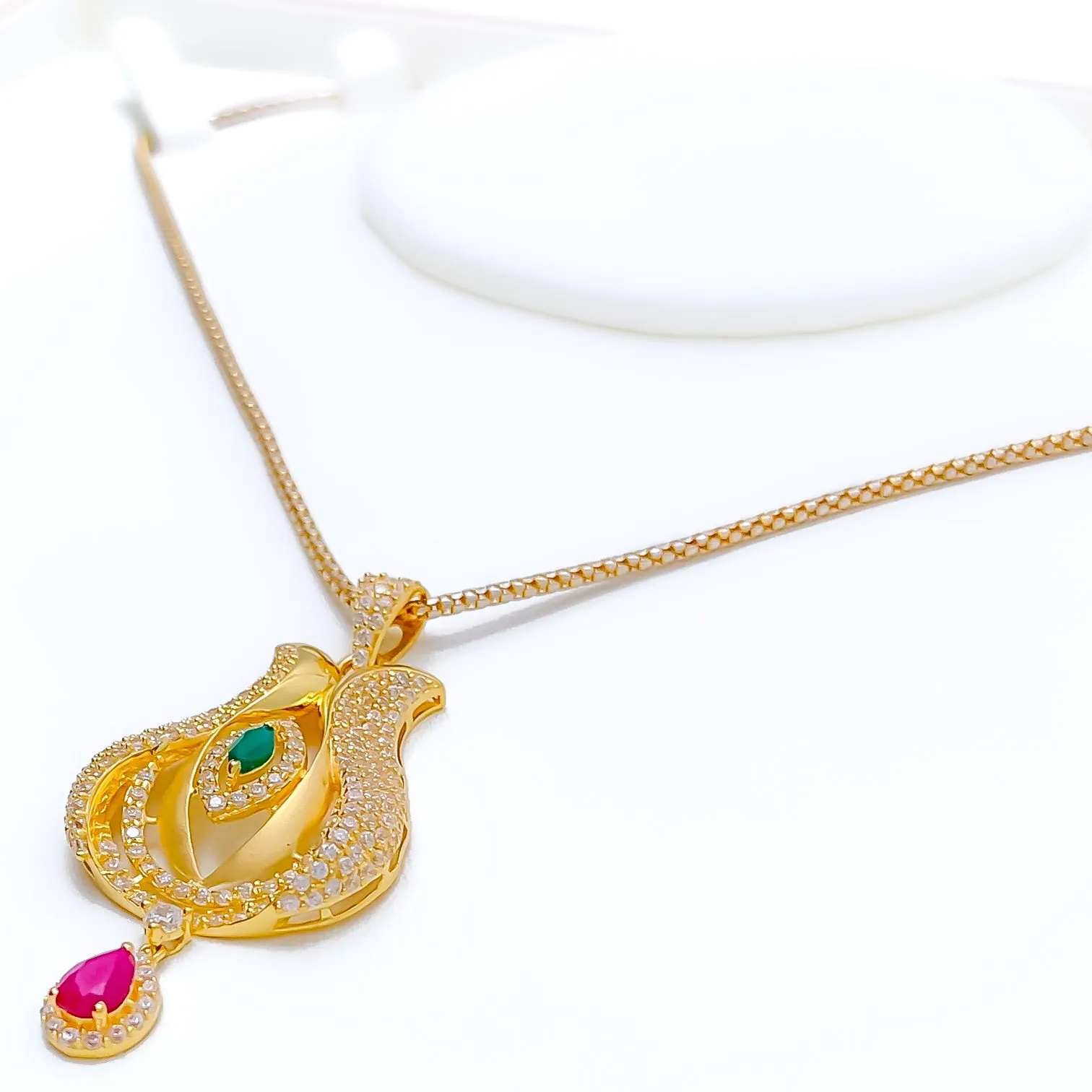 Blooming Sparkling 22k Gold CZ Pendant