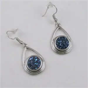 Blue Crystal & Silver Tear Drop Earrings