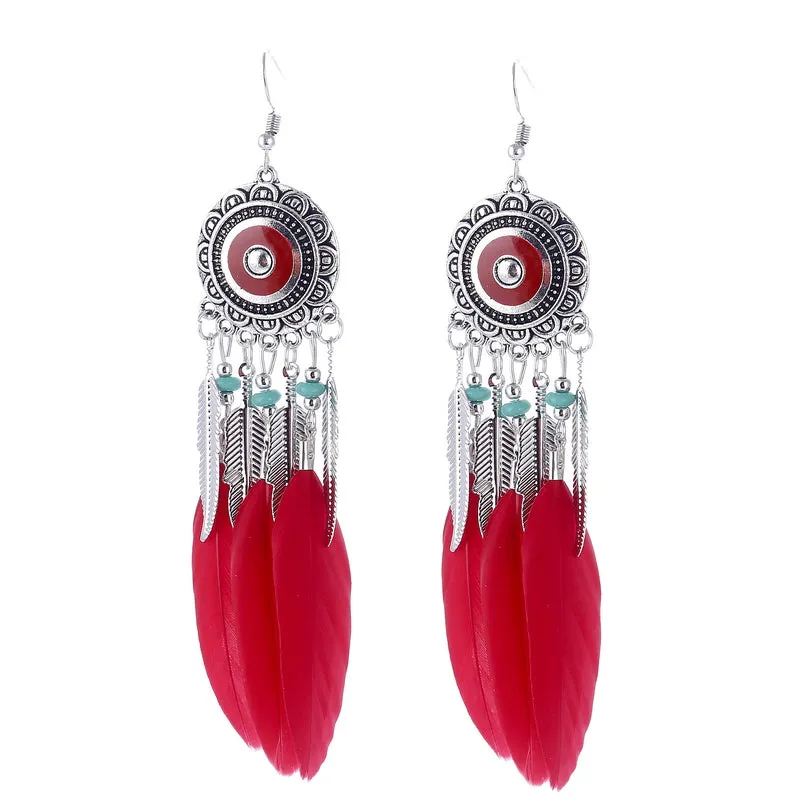 Bohemian Long Feather Earrings