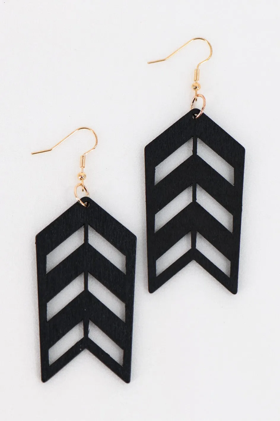 Boho Chevron Laser Cut Wood Earrings