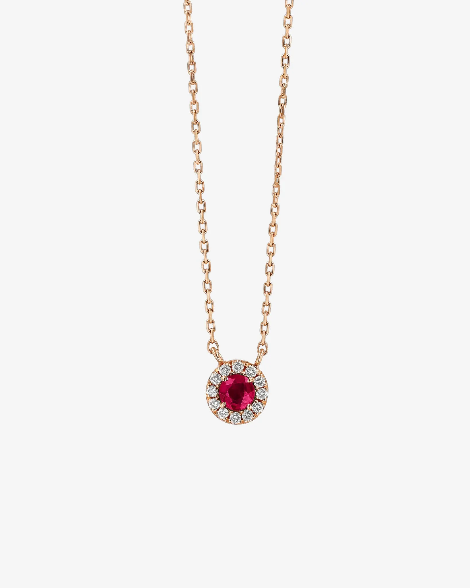 Bold Ruby Mini Round Pave Pendant