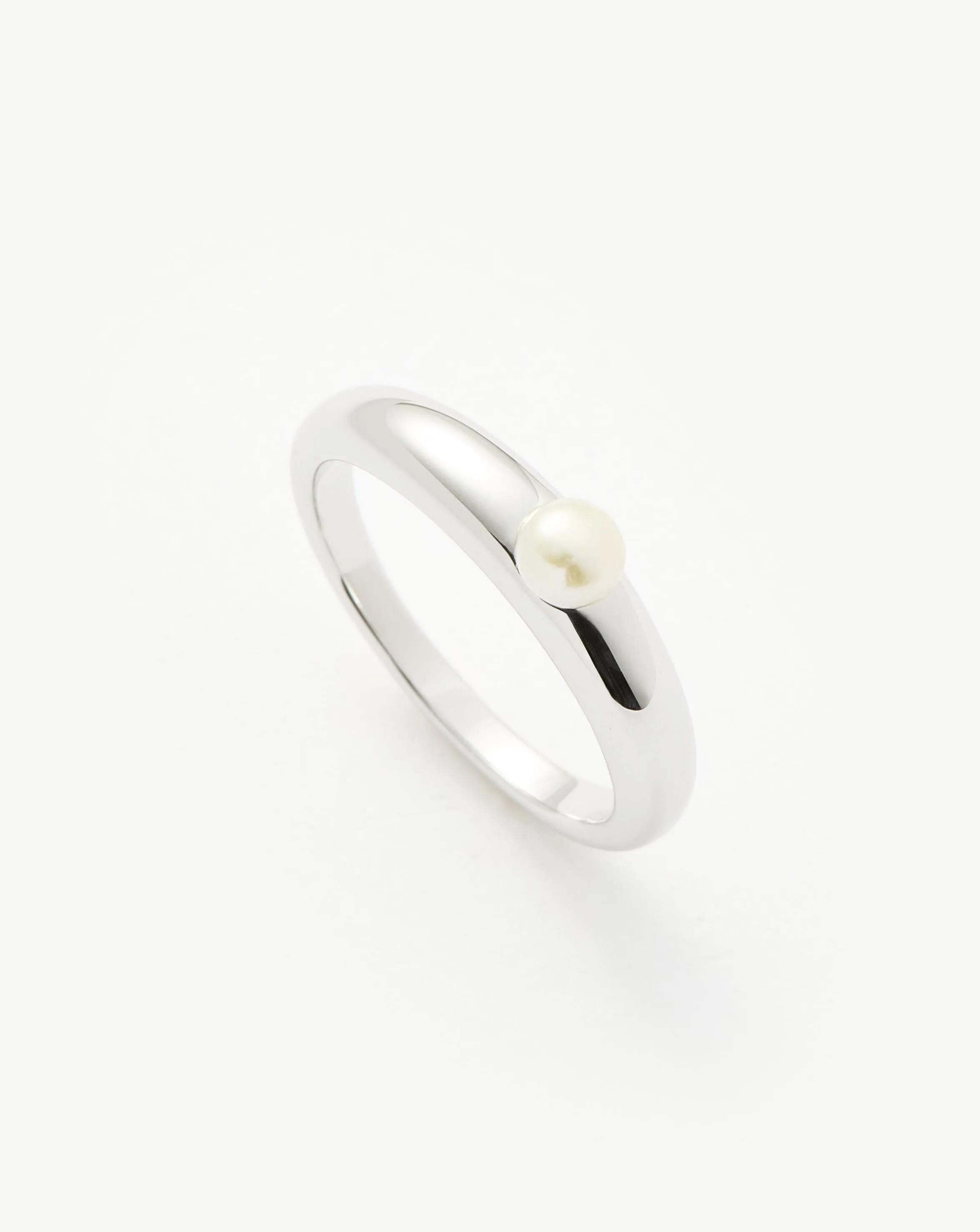 Button Pearl Classic Stacking Ring | Sterling Silver/Pearl