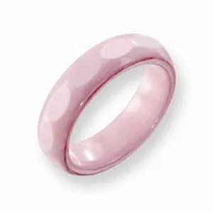 Ceramic Pink Faceted 5.5mm Polished Wedding Band Ring