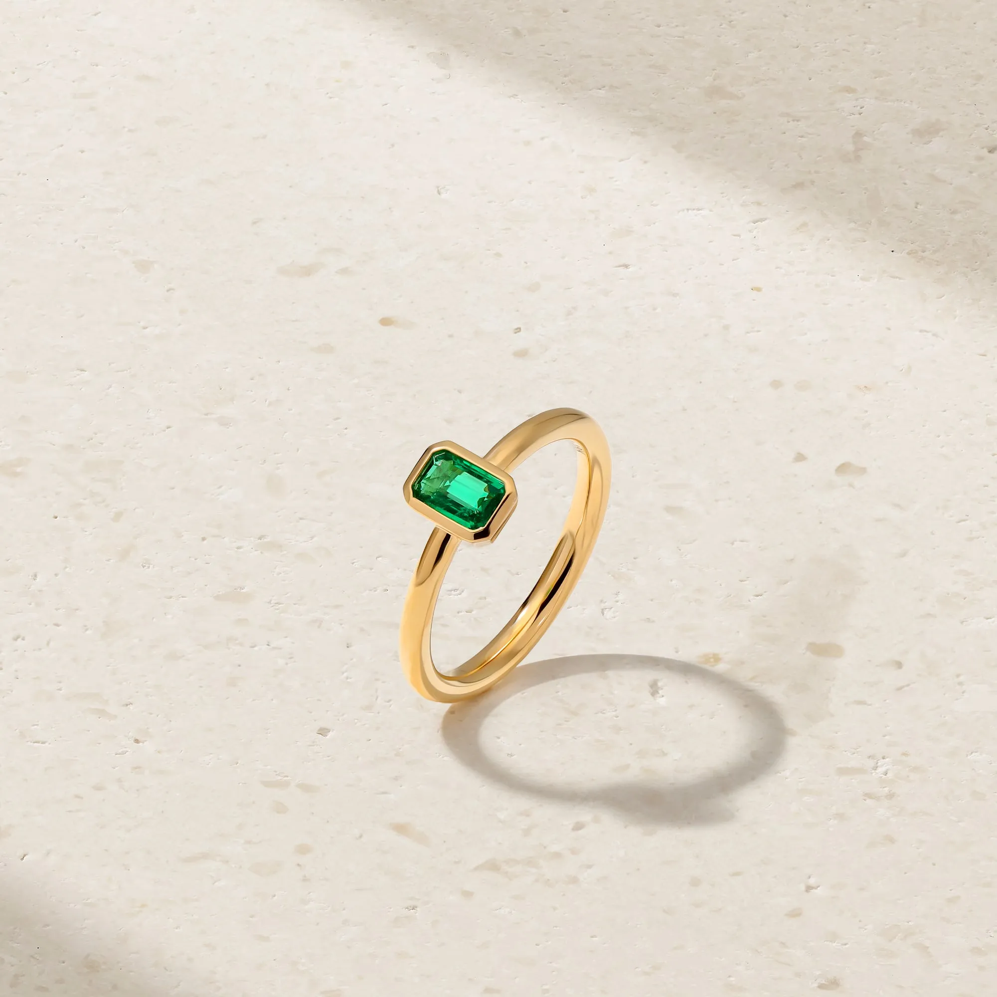 Classic Bezel Solitaire Emerald Ring